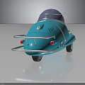 Unique Turquoise Furniture Piece With Transparent Dome And Silver Frame Wheels