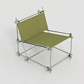 Modern Lounge Chair With Green Fabric Seat And Metal Frame Design