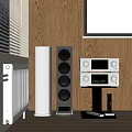 Modern Home Audio System With Floor Standing Speakers Amplifier Display Screen And Remote Control 3d model