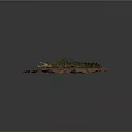 Crocodile Resting on Circular Platform With Green and Orange Surface Area