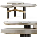 Elegant Modern Round Coffee Table With Marble Top And Black Gold Metal Legs