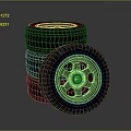 Stacked Off Road Tires With Aggressive Tread Pattern And Sturdy Wheel Rims Design