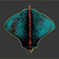 Mythical Creature Head Design With Turquoise Red Spiked Crest Large Ears And Beak