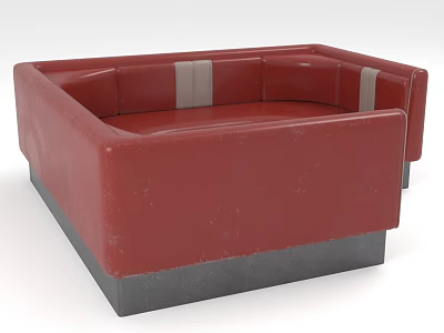 Red Leather Sectional Sofa With Gray Base And Accent Strips Design 3d model