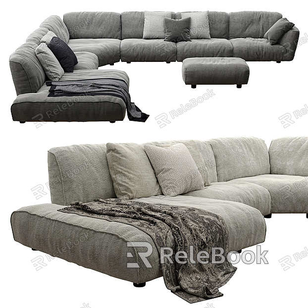 Modern Combination Sofa Fabric Corner Multiplayer Sofa model