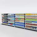 Multi Tiered Retail Display Shelves Stocked With Various Products In Store Layout
