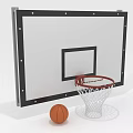 White Basketball Backboard With Black Frame Red Rim Net And Basketball