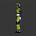 Yellow And Black Patterned Sporty Outfit With Hooded Top And Track Pants