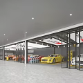 Car 4S Store Interior With Displayed Cars And Bright Space 3d model