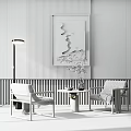 Modern leisure sofa combination single chair 3d model