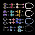 Elegant Jewelry Pendants Including Pearl Necklaces And Colorful Gemstone Earrings With Various Shapes