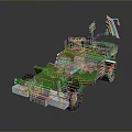 Rugged Off Road Terrain With Green Pixel Style Adventure Vehicle