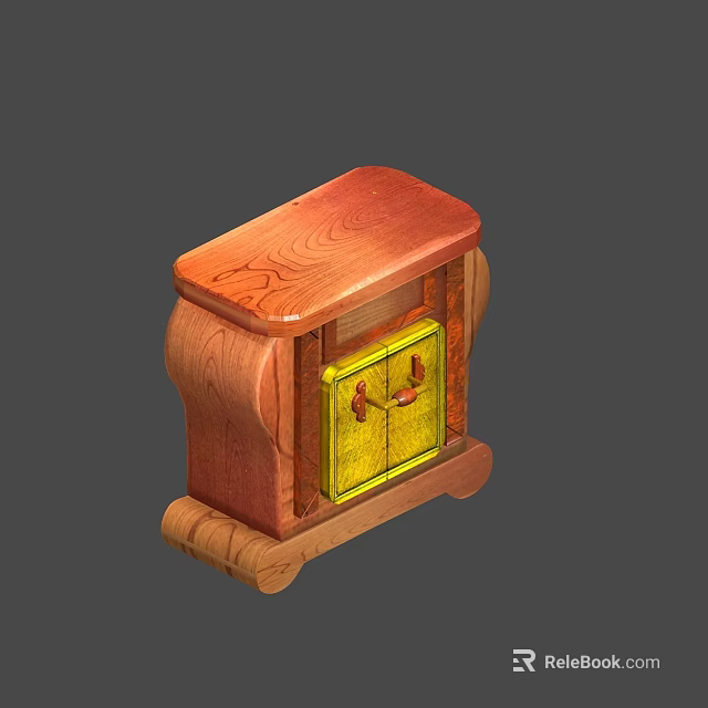 Wooden Storage Cabinet With Yellow Doors And Wooden Base For Home Decoration 3d model 