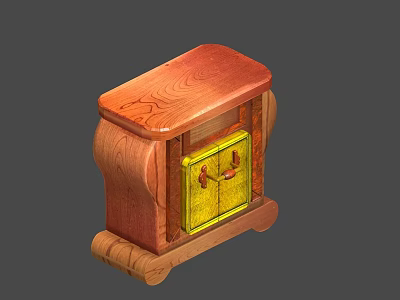 Wooden Storage Cabinet With Yellow Doors And Wooden Base For Home Decoration 3d model