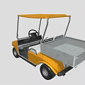 Yellow Golf Cart With Canopy Top And Open Cargo Bed Design