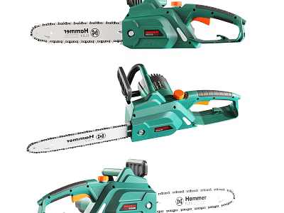 Professional Industrial Chainsaw Featuring Green Design And Multiple Angle 3d model