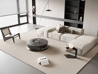 Sofa Coffee Table Combination Multi-person Sofa Coffee Table Single Casual Chair Lazy Sofa Metal Floor Lamp Side Table Jewelry Ornaments 3d model