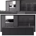 Modern Kitchen Interior With Dark Cabinets Island Countertop And Appliances