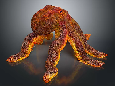 Lava Inspired Octopus With Red Orange Tentacles And Detailed Glowing Texture 3d model