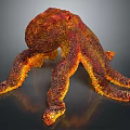 Lava Inspired Octopus With Red Orange Tentacles And Detailed Glowing Texture