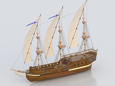 ship ancient warship wooden ship building ship wind sailing ship retro warship retro ship 3d model