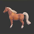Realistic Horse Model Figure With Orange White Coat And Flowing Mane Tail On Black Background