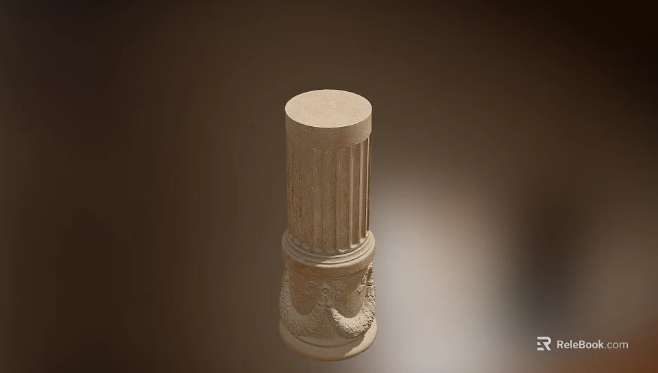 Classical Decorative Roman Column With Fluted Shaft And Carved Stone Base 3d model 