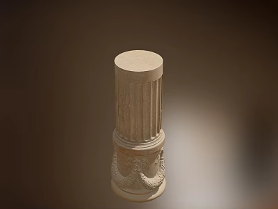 Classical Decorative Roman Column With Fluted Shaft And Carved Stone Base 3d model
