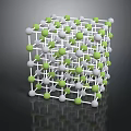 3D Molecular Structure Model Of Organ And Hair With White Green Spheres And Cube