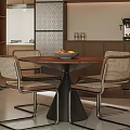 Middle ancient style log dining table and chair combination 3d model