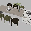 Dining table and chair combination 3d model