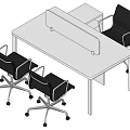 Modern Office Desk Setup With Ergonomic Chairs And Drawer Cabinet 3d model