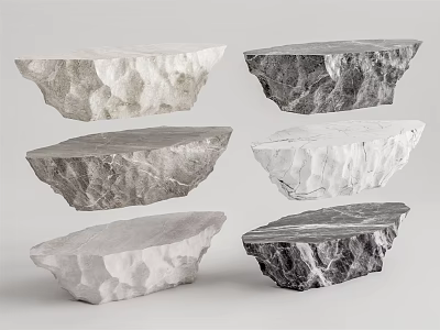 Stone And Wood Countertops With Natural Textures And Various Design Styles 3d model