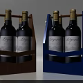 Elegant Legende Wine Bottles Arranged In Wooden And Blue Wine Storage Racks