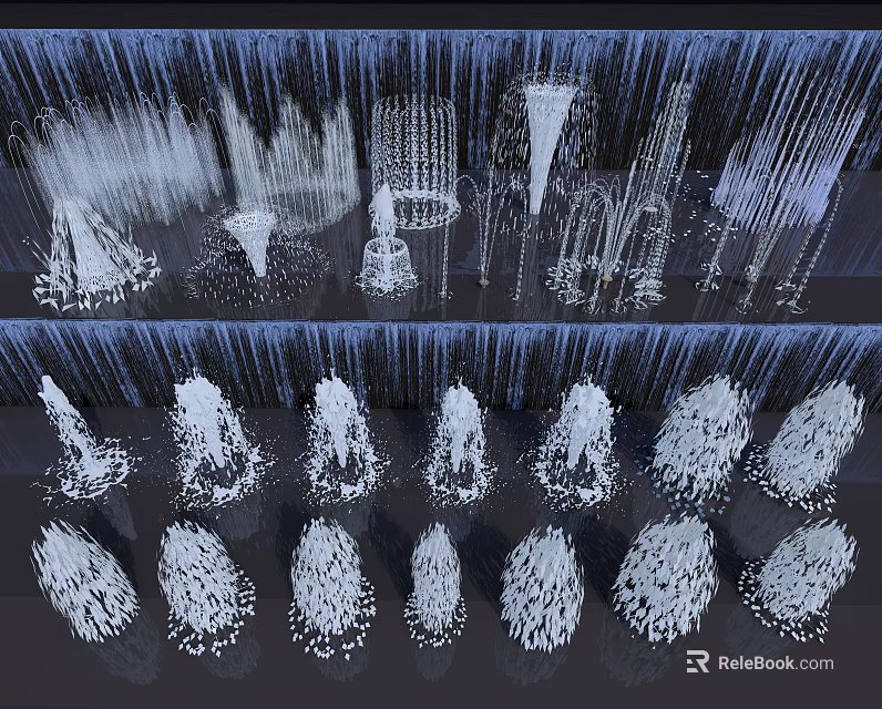 Modern Building Facade With Hanging Vertical Lines And Spire Like Decorative Forms 3d model