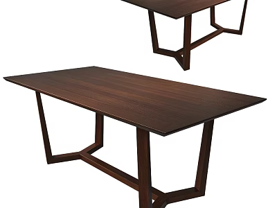 Dark Brown Wooden Tables With Geometric Shaped Legs For Modern Home Decor 3d model