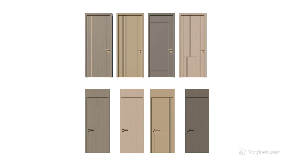 Modern Hinged Doors In Various Designs And Different Color Options For Interior 3d model
