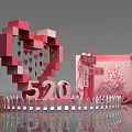 Romantic Love Theme Decoration With Heart Shaped Structure And 520 Number
