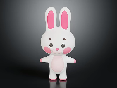 Cute Rabbit Shaped Furniture With White Body Pink Ears And Cheeks For Home Decor 3d model
