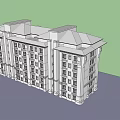 Multi Story Residential Building Architectural Sketch Design With Balconies Entrance Portico And Windows
