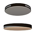 Two Modern Round Ceiling Lights With Golden Frame And White Panel 3d model