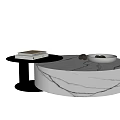 Modern White Marble Round Coffee Table With Books And Decorative Bowl 3d model