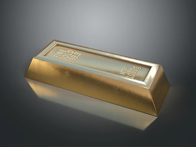 Shiny Solid Golden Gold Bar With 1000g Weight And Engraved Surface Details 3d model