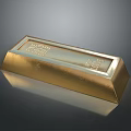 Shiny Solid Golden Gold Bar With 1000g Weight And Engraved Surface Details