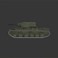 Military Vehicle Green Tank With Weathered Exterior Tracks Turret And Cannon