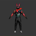 Vibrant Character With Rabbit Ears And Red Green Pink Costume Standing In Pose