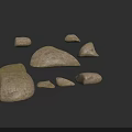 Wood Grain Stone Collection With Various Shapes Sizes And Textured Surfaces On Dark Background