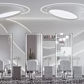 Modern Beauty Hair Salon Interior Featuring Styling Chairs Mirrors And Lighting