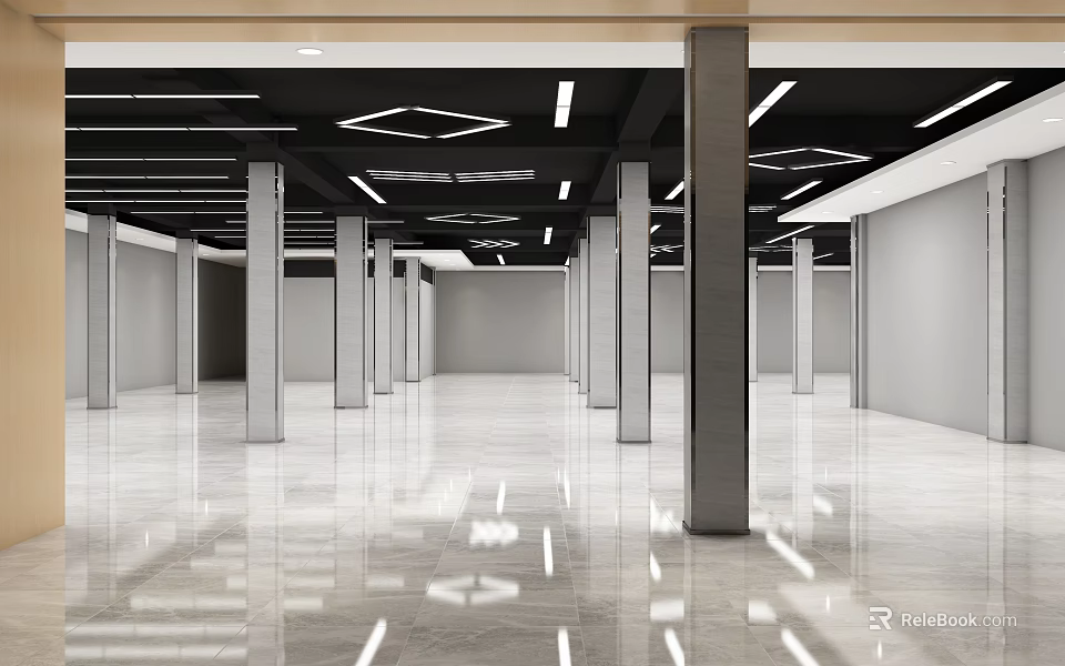 Modern Supermarket Department Store Interior With Shelves And Product Displays 3d model 
