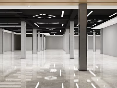 Modern Supermarket Department Store Interior With Shelves And Product Displays 3d model
